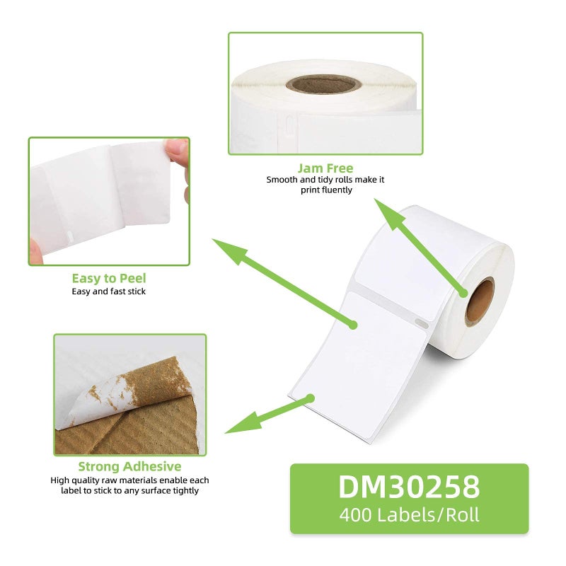 Anylabel Compatible 2-1/8" x 2-3/4" Direct Thermal Labels Replacement for DYMO 30258 Barcodes Address Postage, Compatible with Rollo, DYMO 4XL & Zebra Desktop Printers (16 Rolls, 400 Labels/Roll) - Image 4